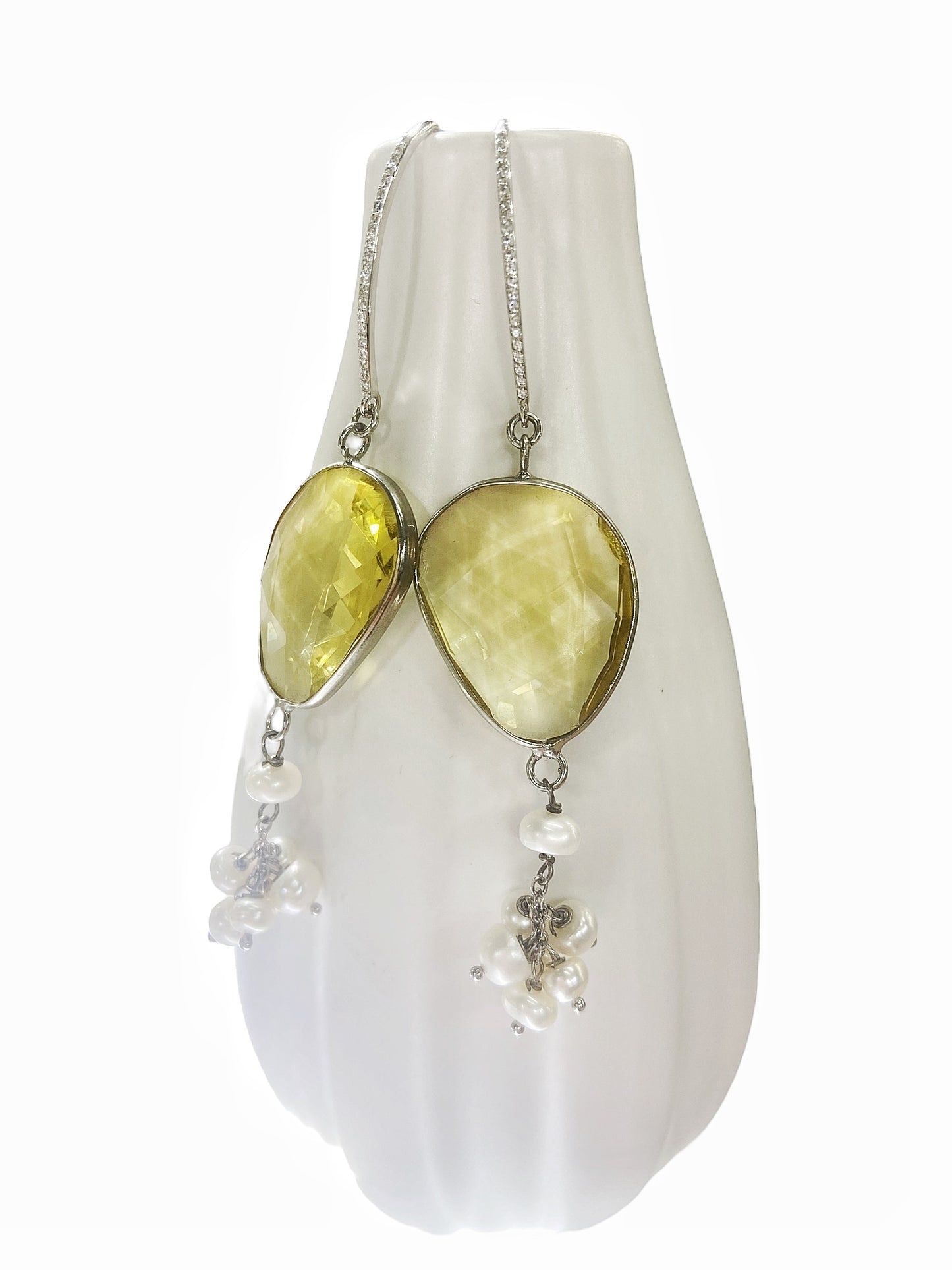 Pendientes de plata y circonitas con perlas