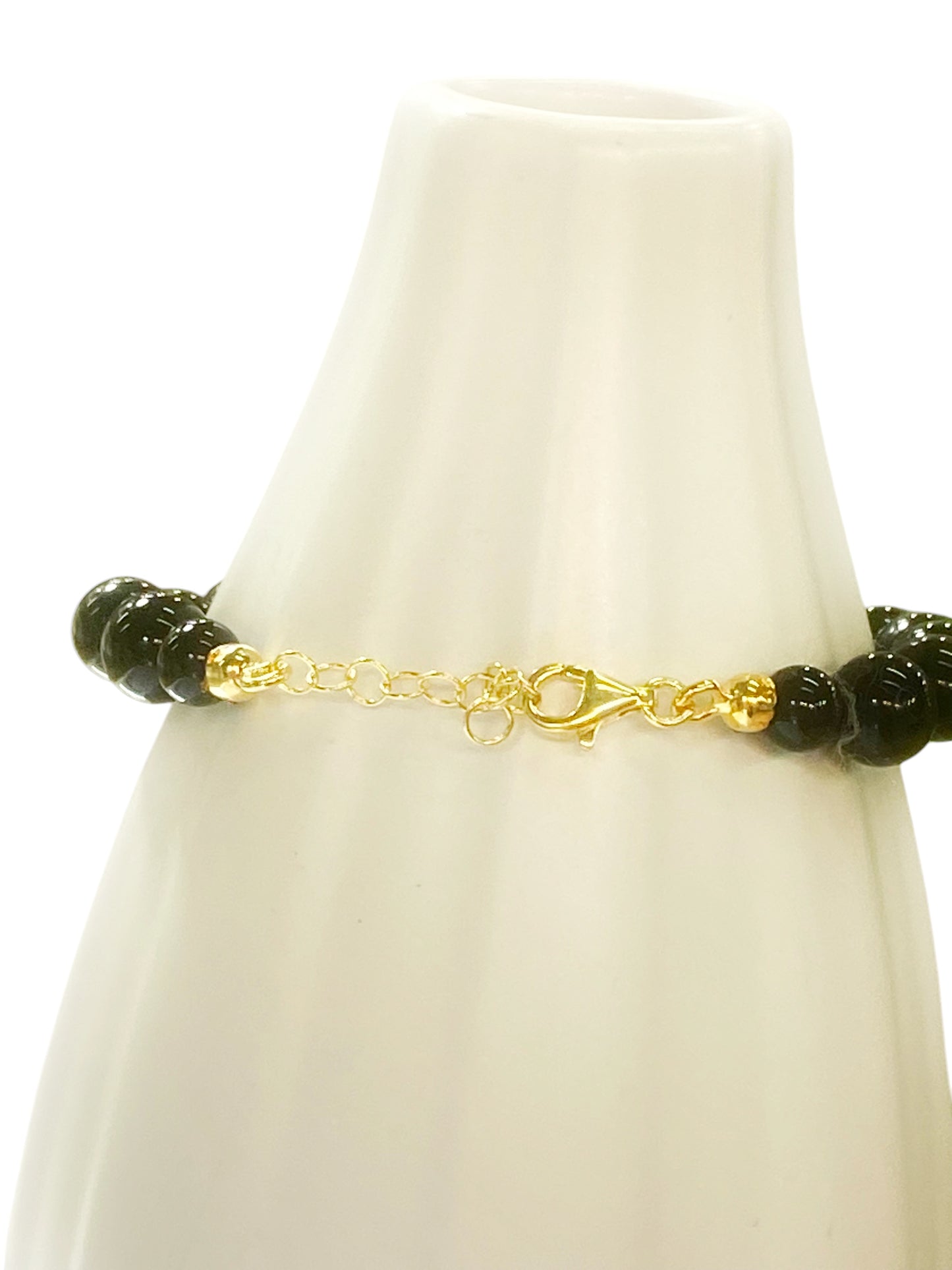 Bracelet with onyx, 925 silver and steel