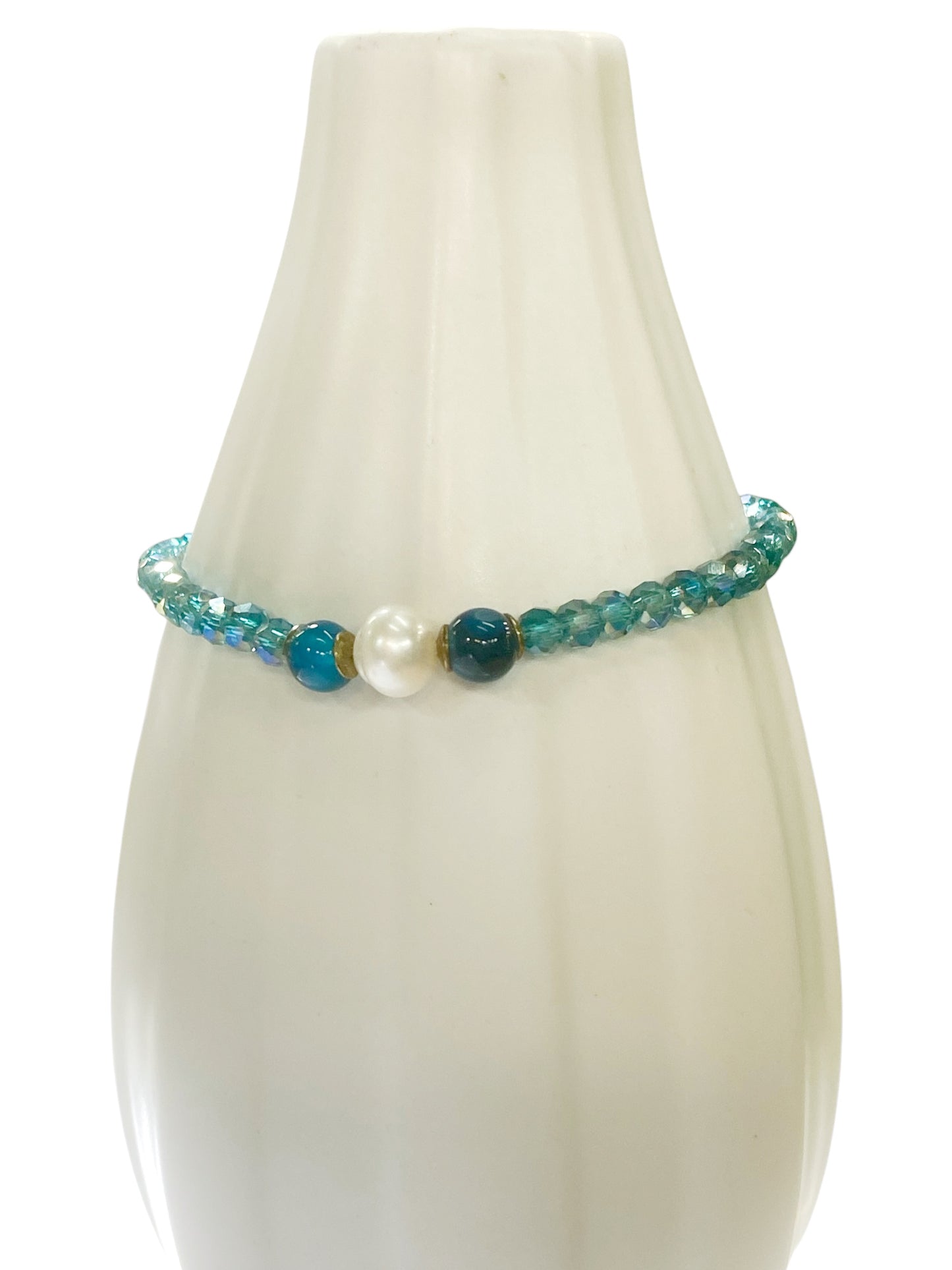 Bracciale argento 925, cristalli e perla di acqua dolce