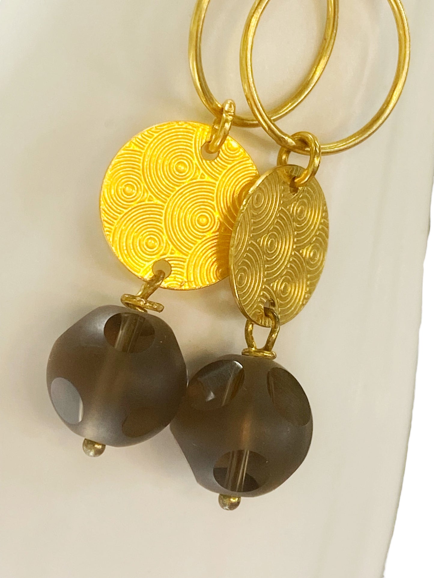 925 silver earrings gold plated and quartz