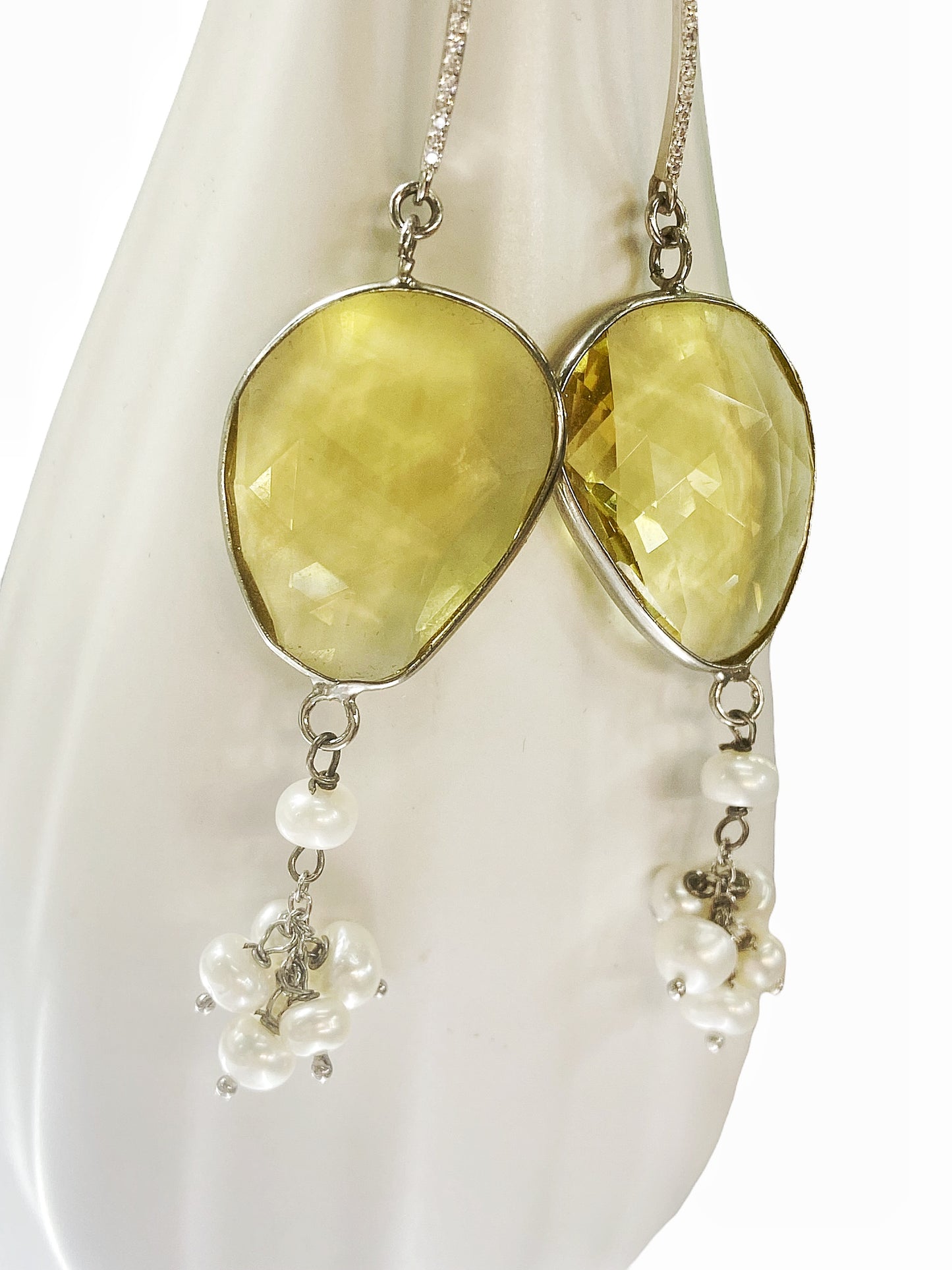 Pendientes de plata y circonitas con perlas
