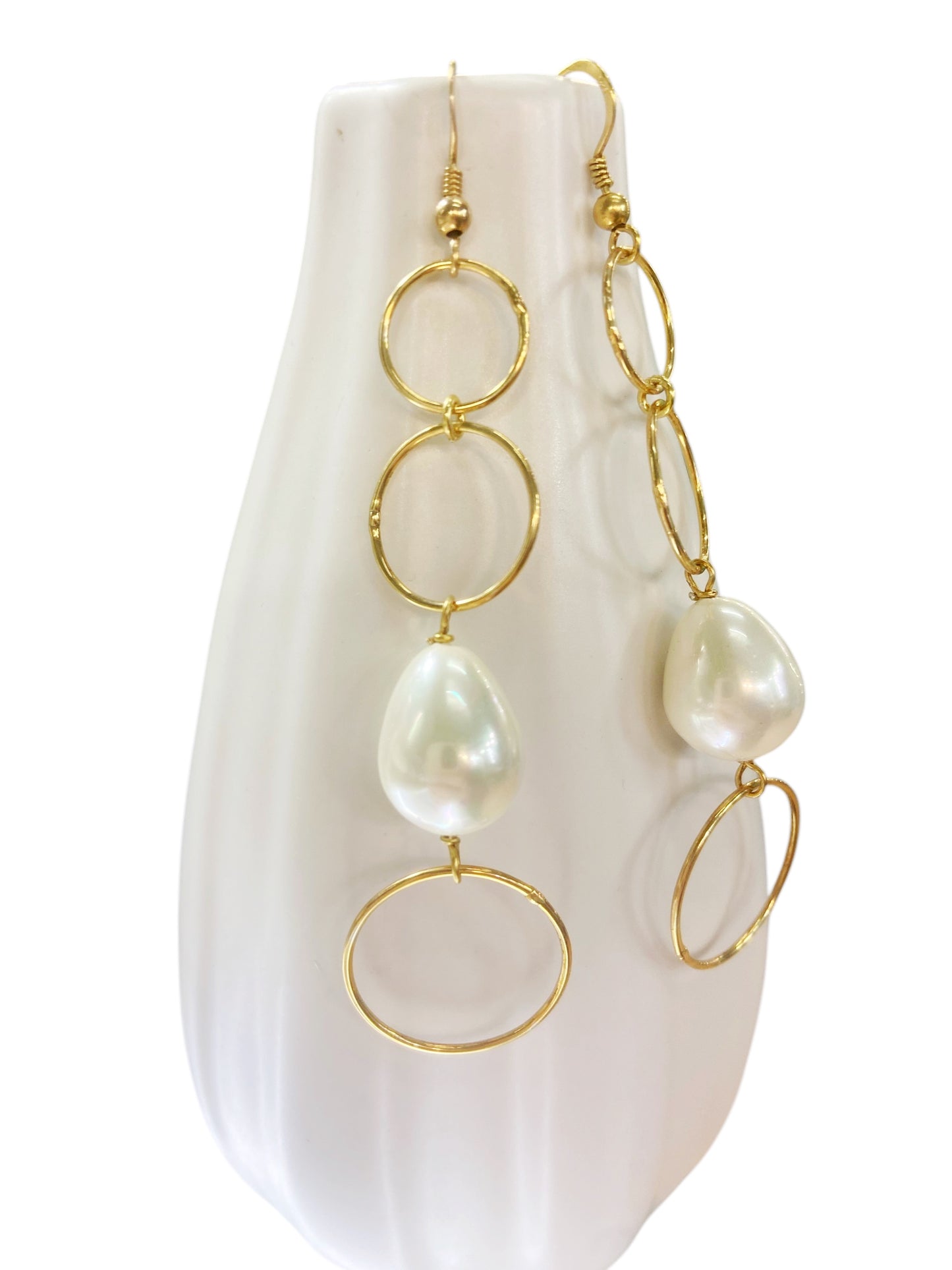 Pendientes de plata 925 con baño de oro y perlas esmaltadas