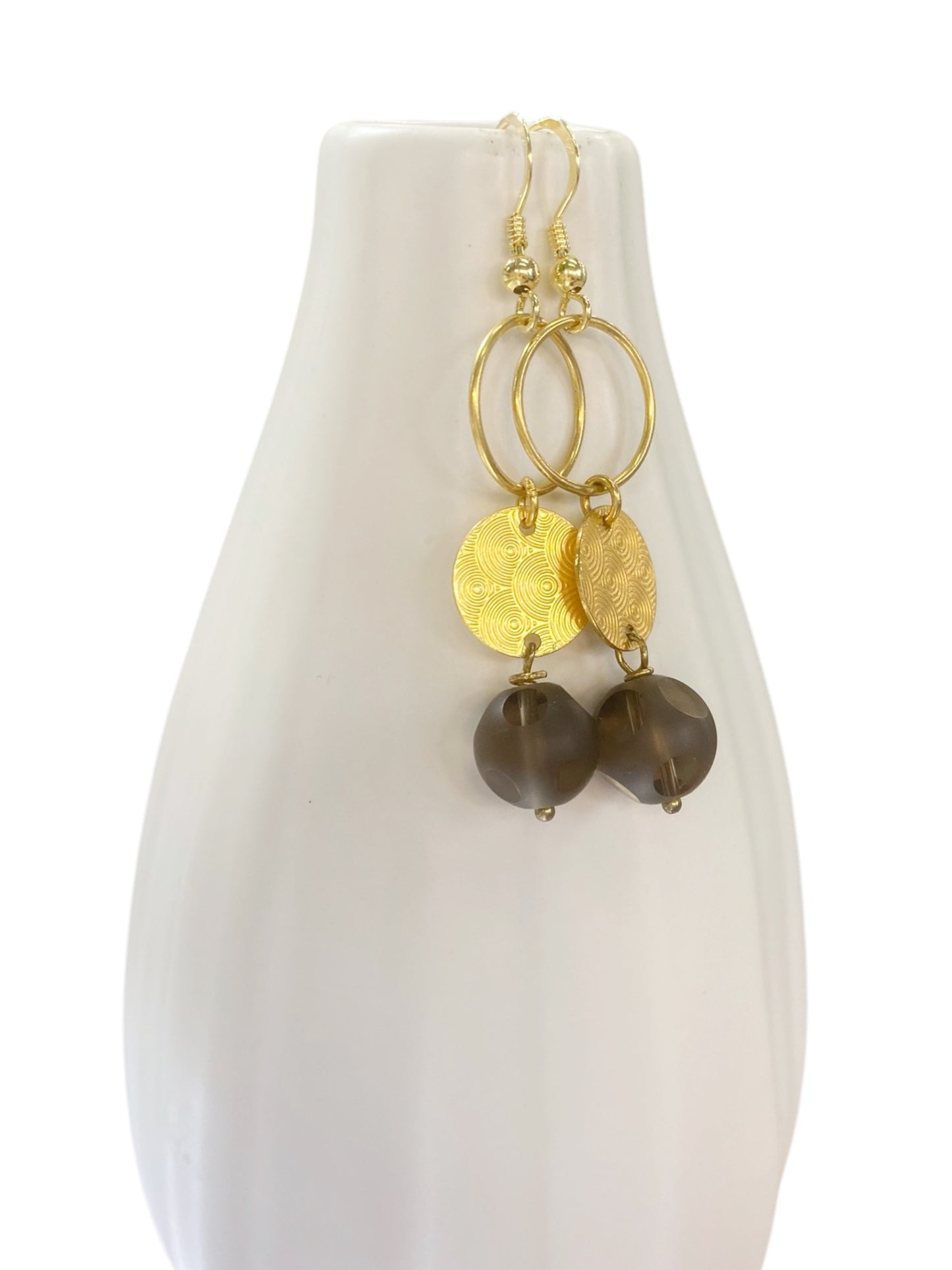 925 silver earrings gold plated and quartz