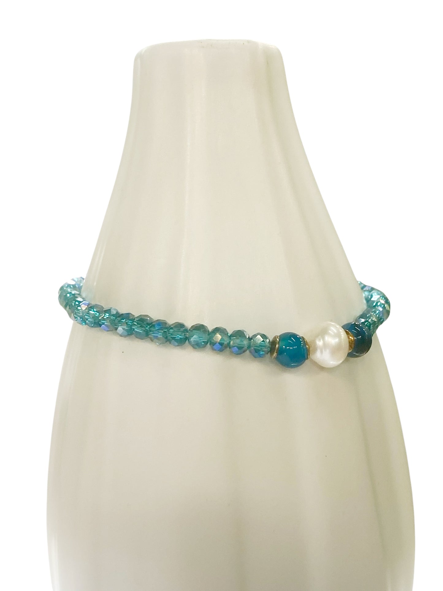 925 silver bracelet, crystals and freshwater pearl
