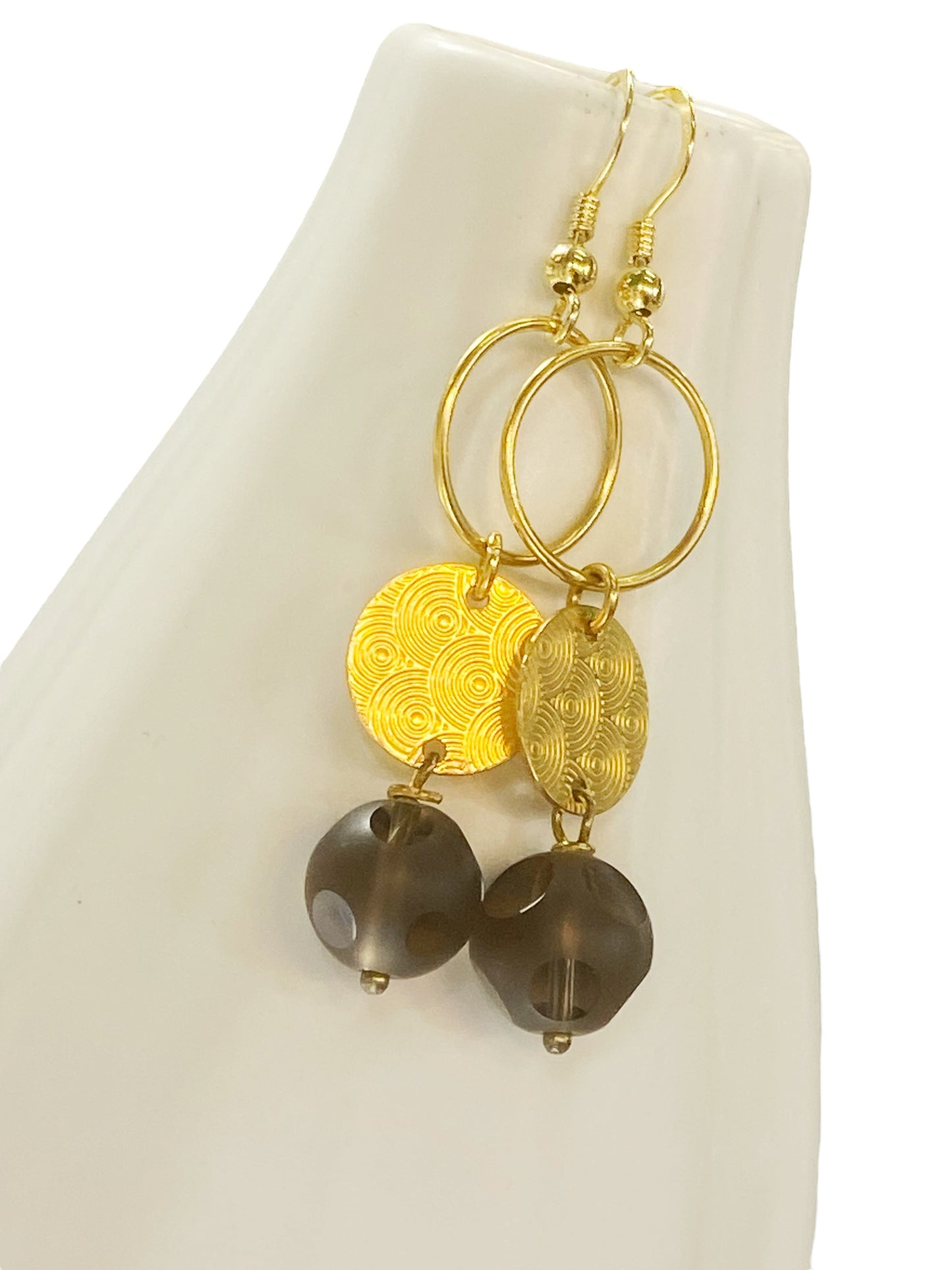 925 silver earrings gold plated and quartz
