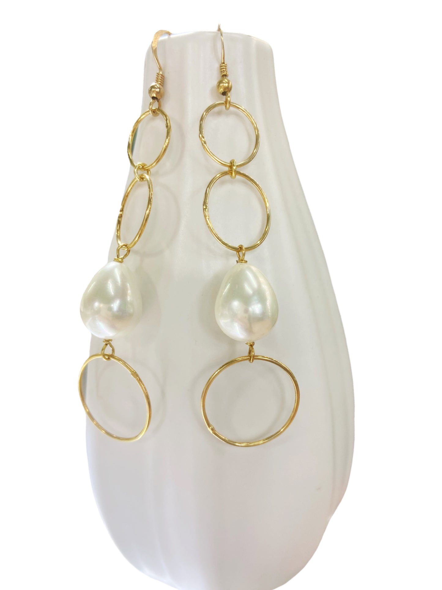 Orecchini in argento 925 bagno oro e perle smaltate