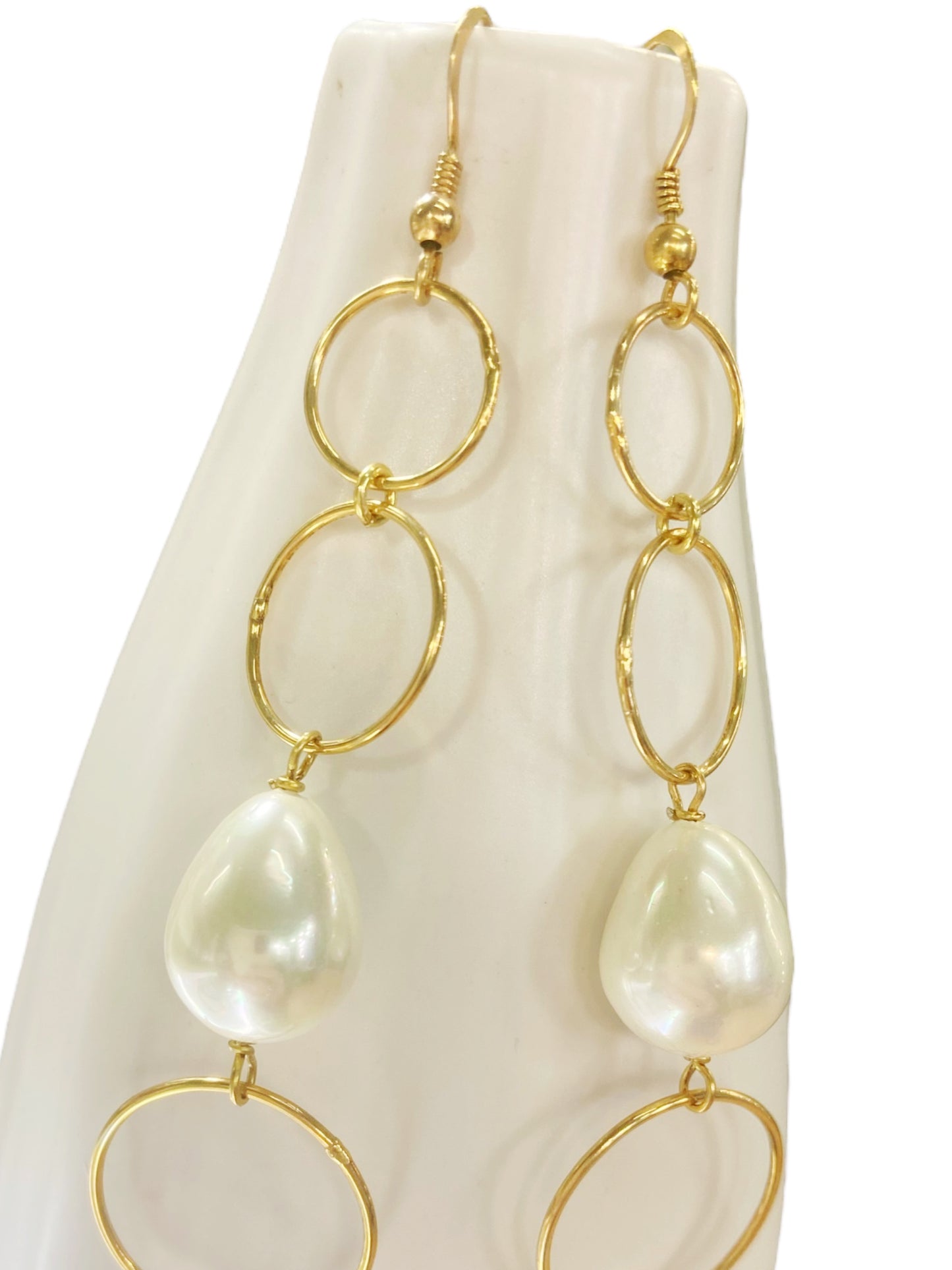 Pendientes de plata 925 con baño de oro y perlas esmaltadas