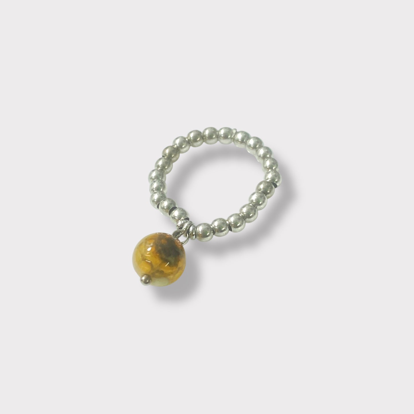 Anello elastico in argento 925 e agata