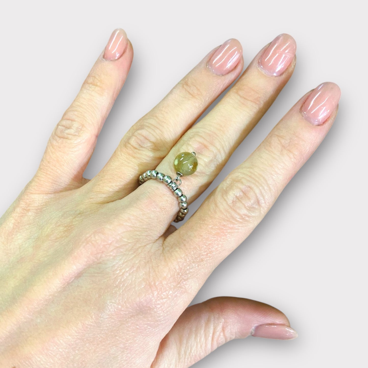 Anello elastico in argento 925 e agata