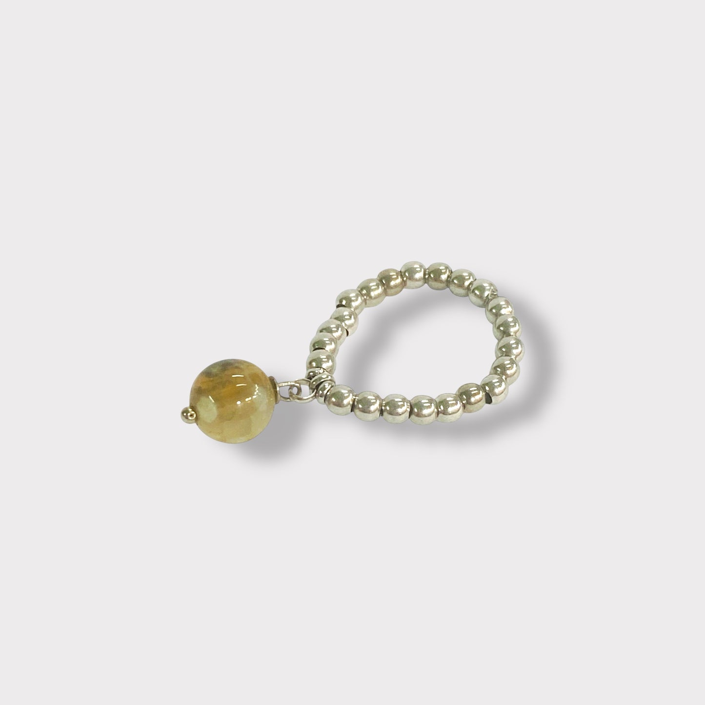 Anello elastico in argento 925 e agata