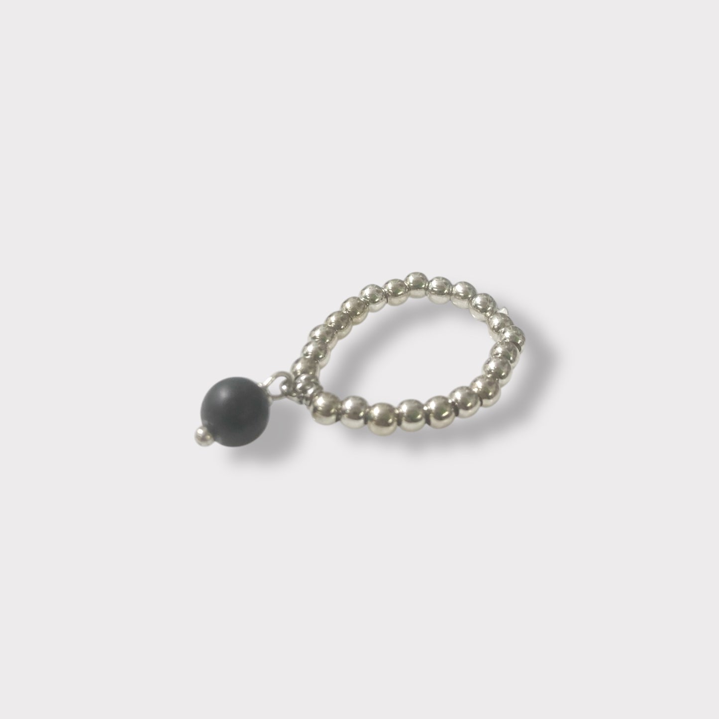 Anello elastico in argento 925 con onice satinato