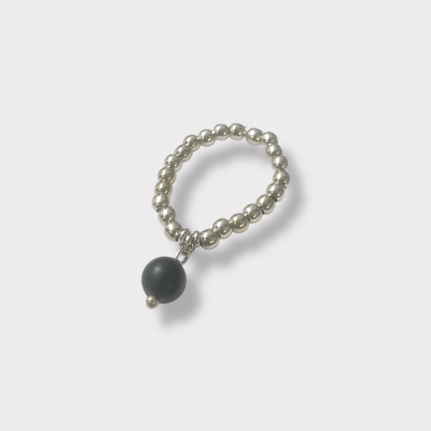 Anello elastico in argento 925 con onice satinato