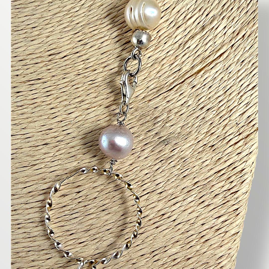 Collana con perle di acqua dolce rosa e argento 925