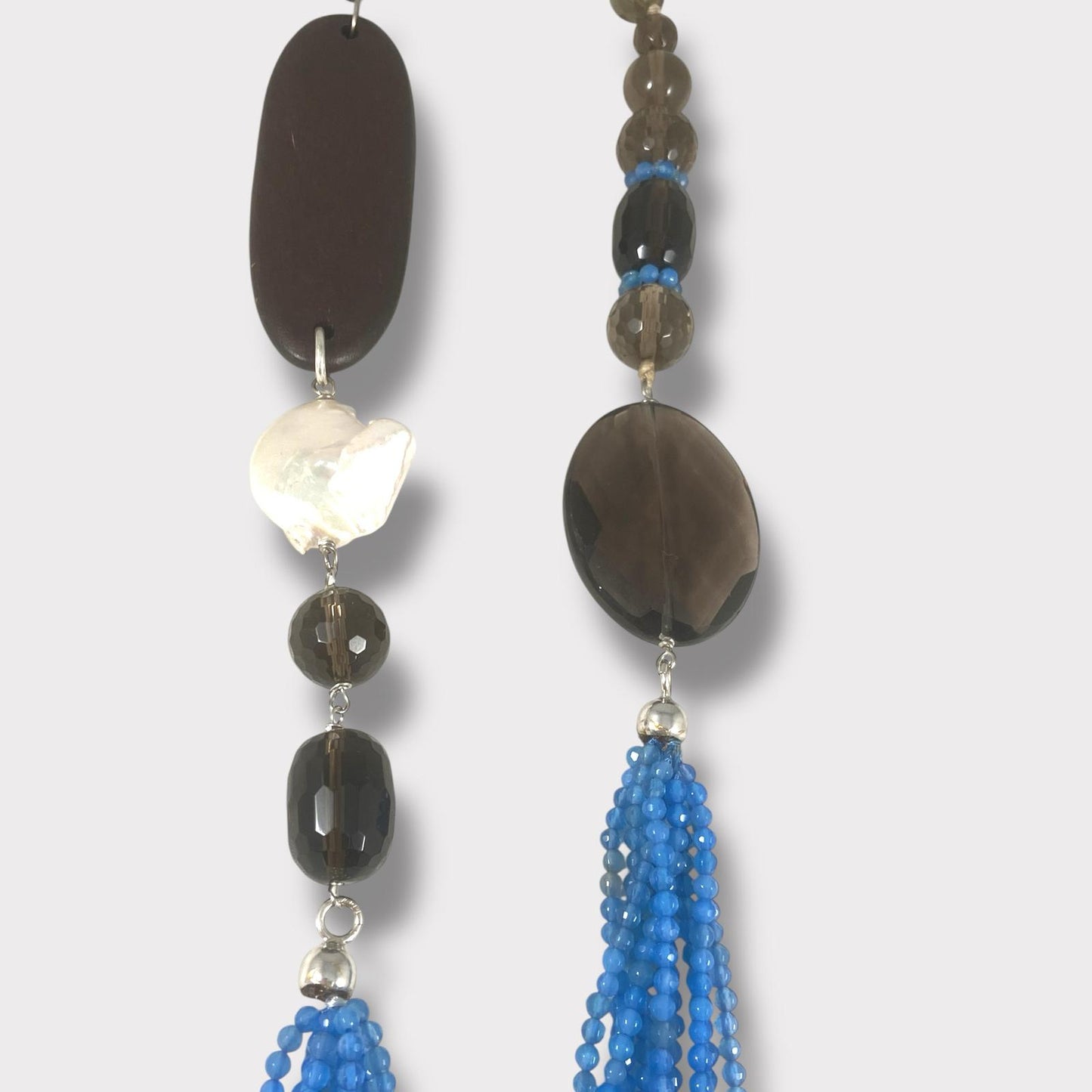 Collana senza chiusura in quarzo, agata e perla di acqua dolce