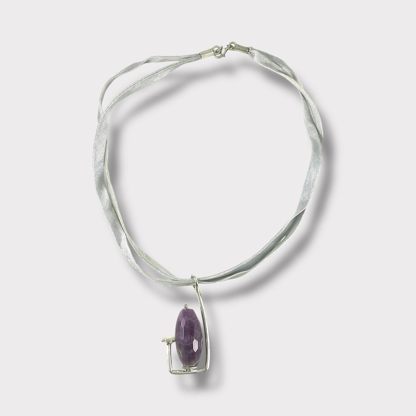 Collana a ciondolo con ametista, argento 925 e madreperla