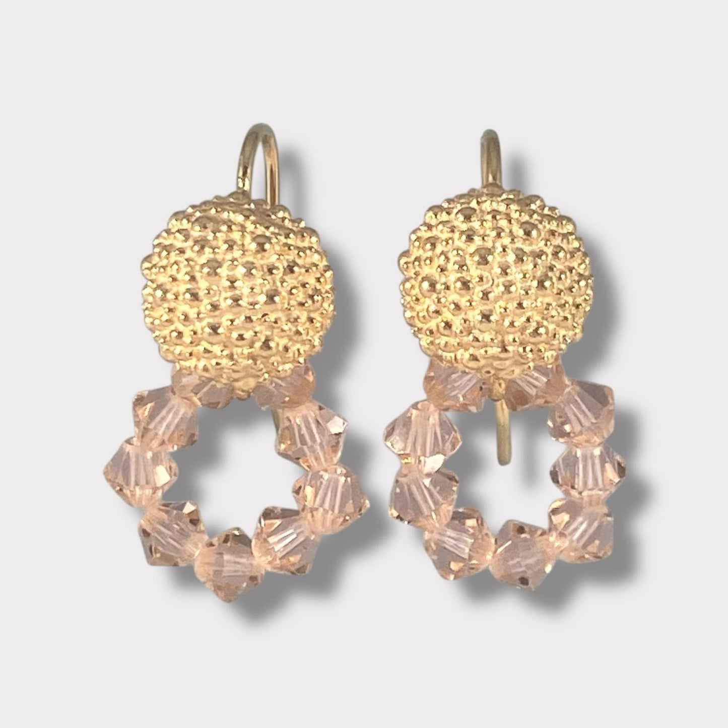 Orecchini con cristalli rosa cipria e argento 925