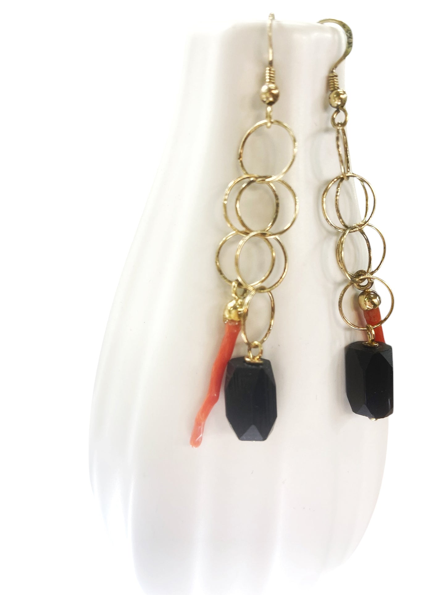 Silver and coral earrings