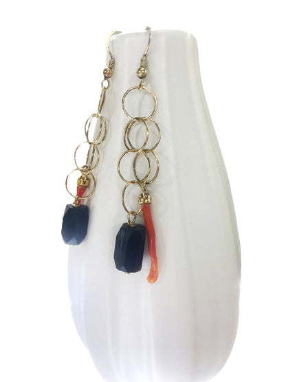 Silver and coral earrings