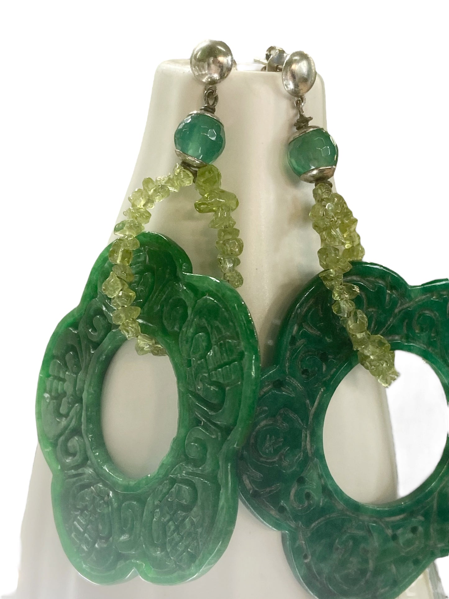 Jade and 925 silver earrings