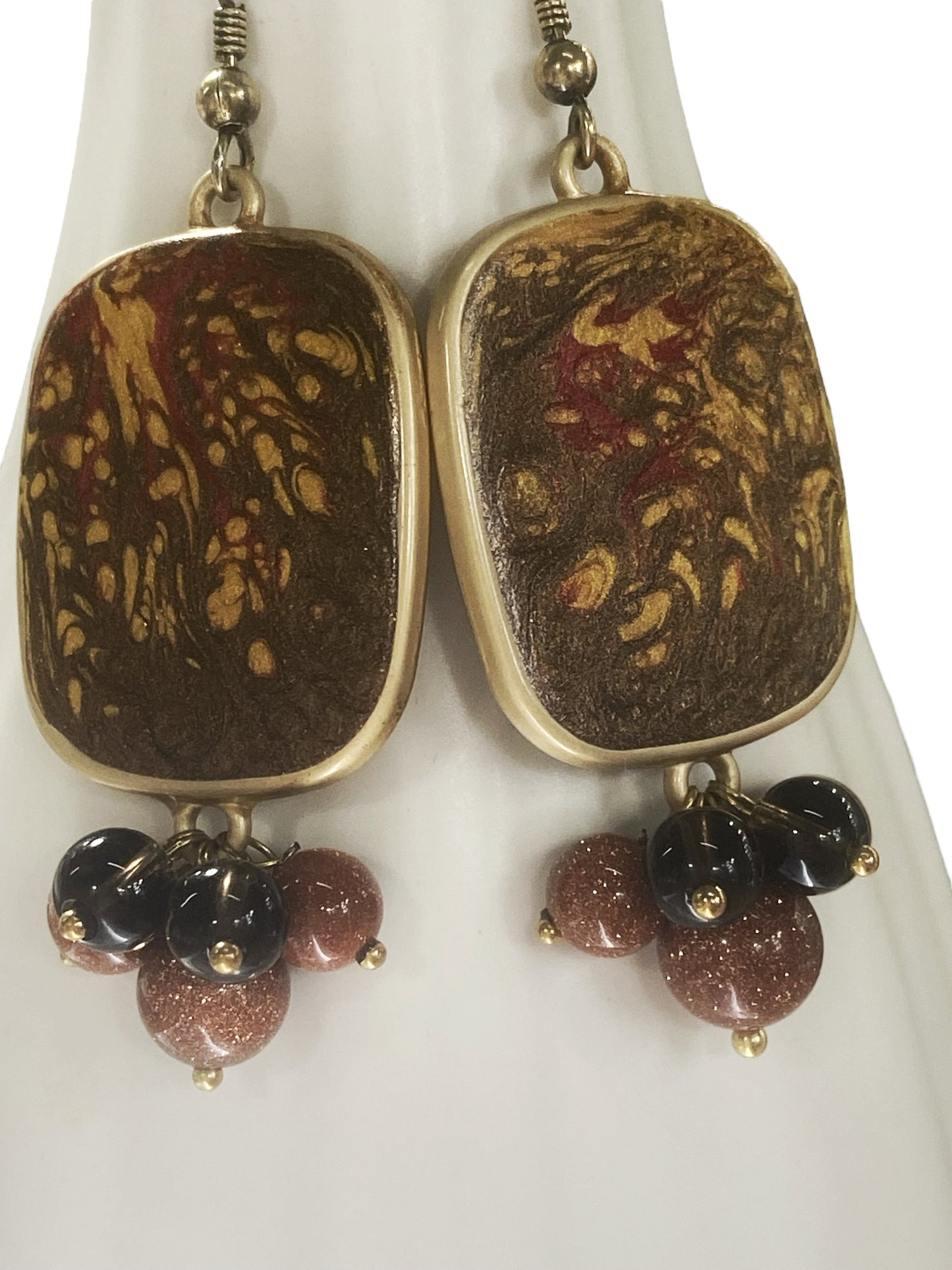 Hand painted earrings with stones