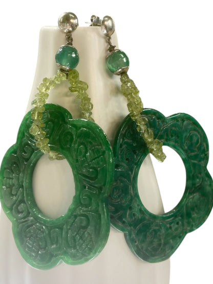 Jade and 925 silver earrings