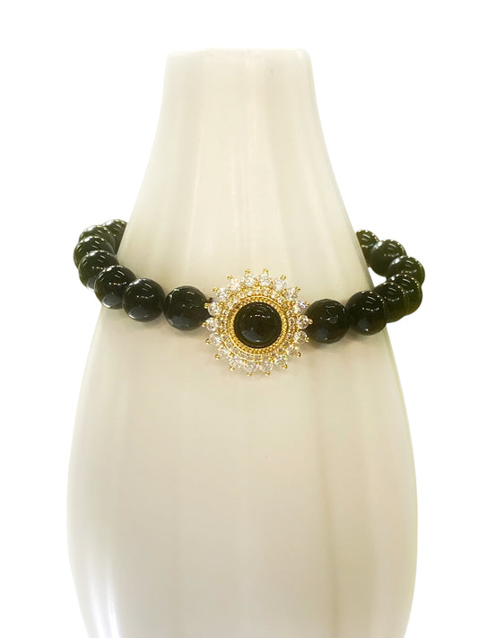 Bracelet with onyx, 925 silver and steel