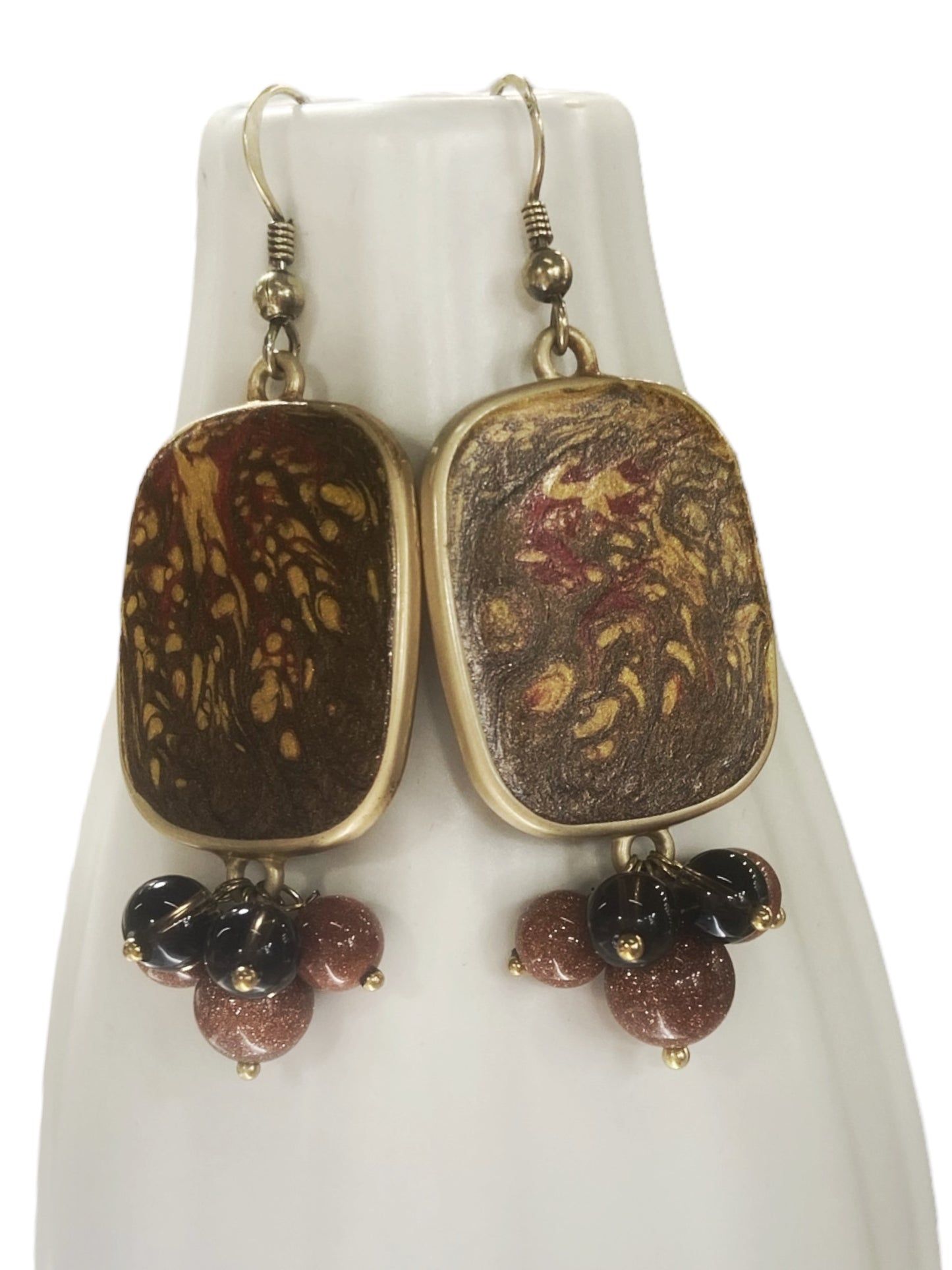 Hand painted earrings with stones