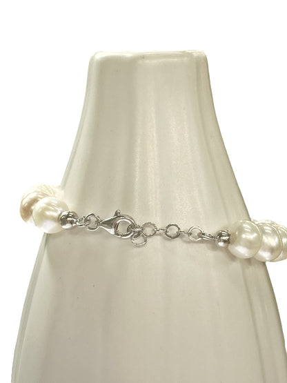 Bracelet with river pearls silver and steel