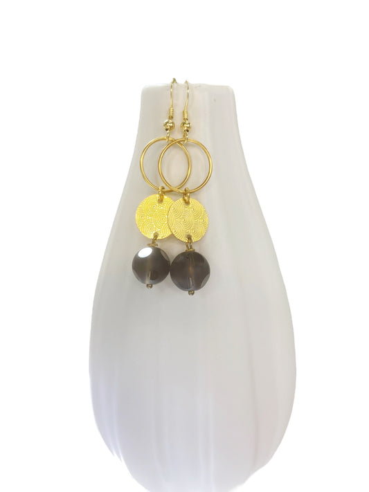 925 silver earrings gold plated and quartz