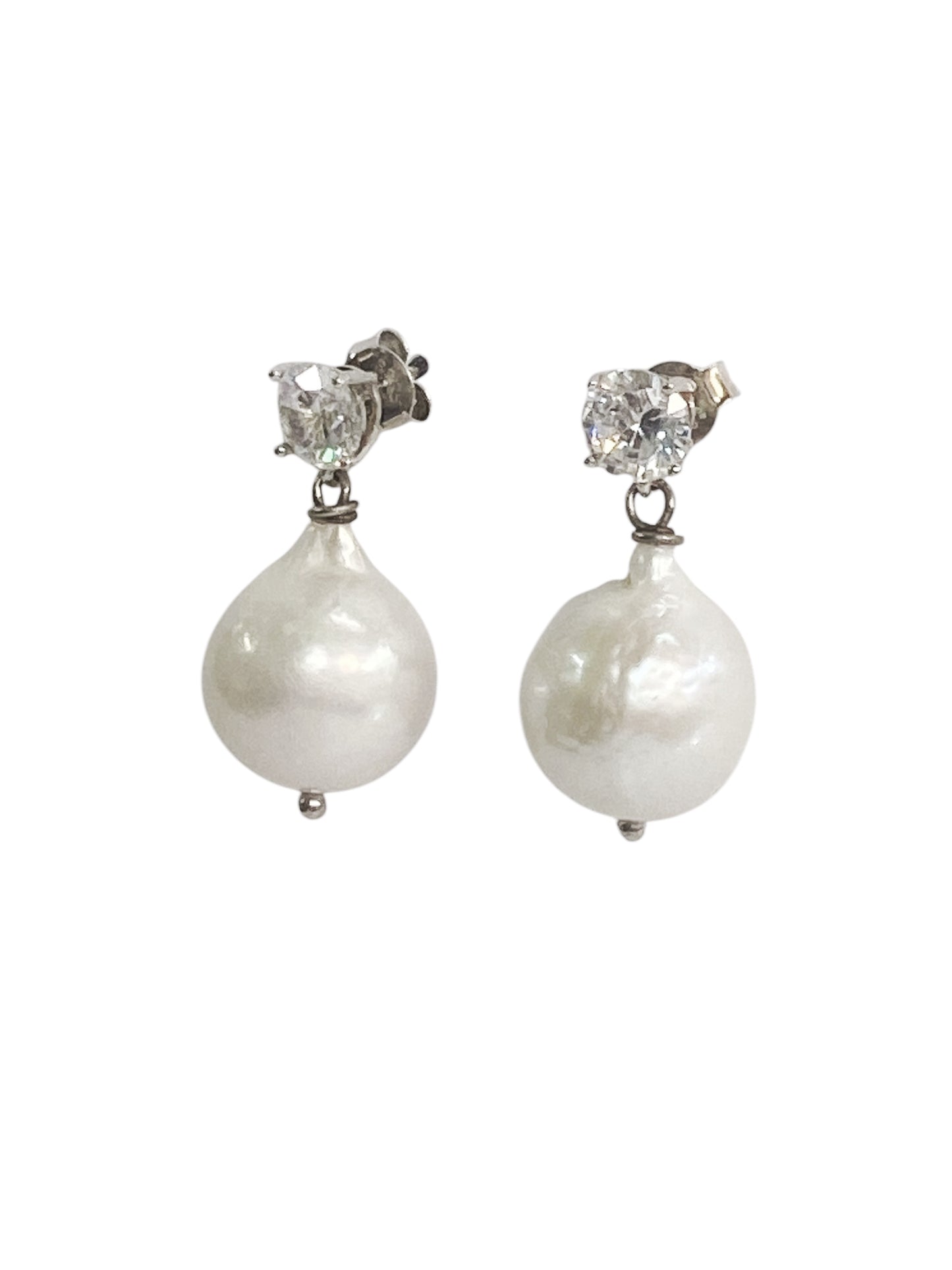 925 silver earrings, zirconia and river pearls