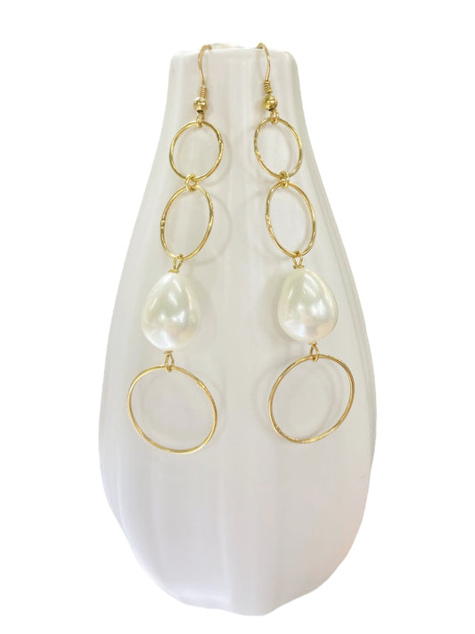 925 silver earrings with gold plating and enameled pearls