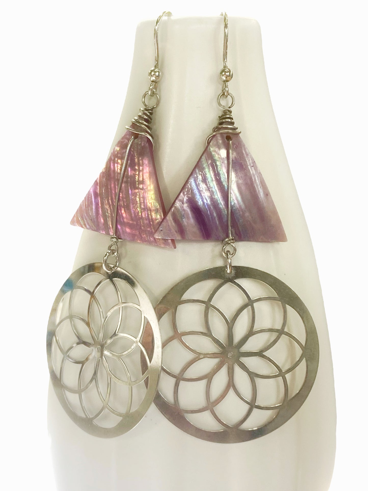 Earrings in 925 silver and mother of pearl