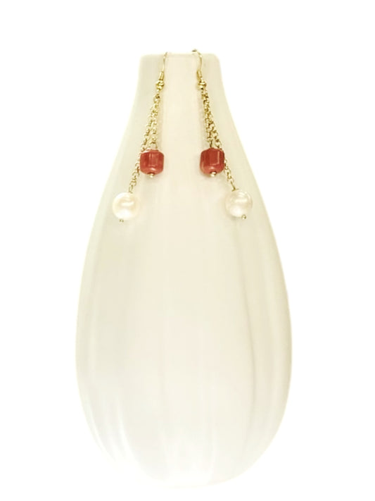 925 silver earrings with pearls and coral