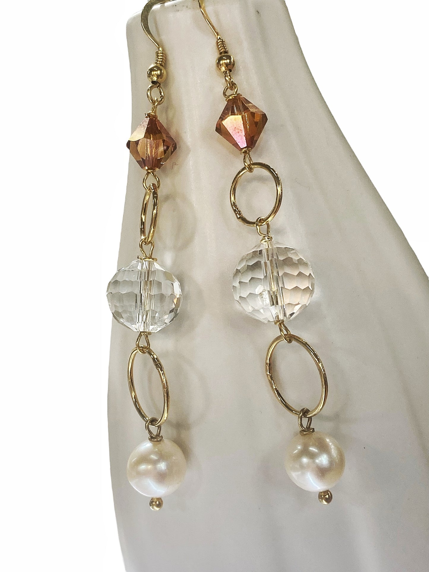 Silver, pearl and crystal earrings