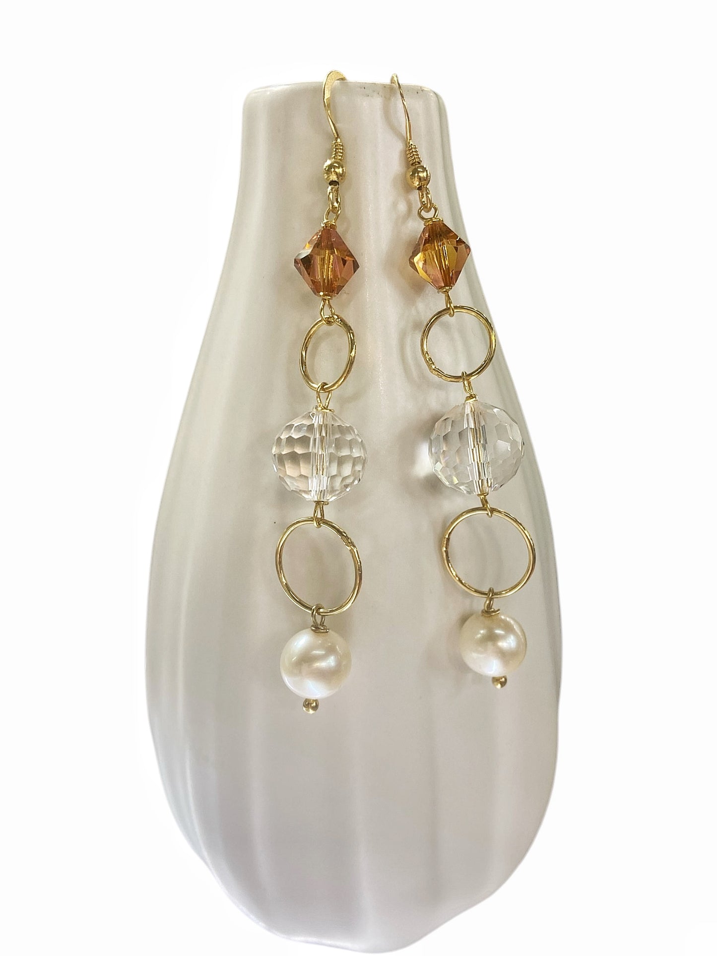 Silver, pearl and crystal earrings