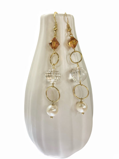 Silver, pearl and crystal earrings