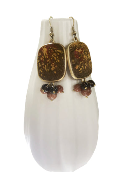 Hand painted earrings with stones