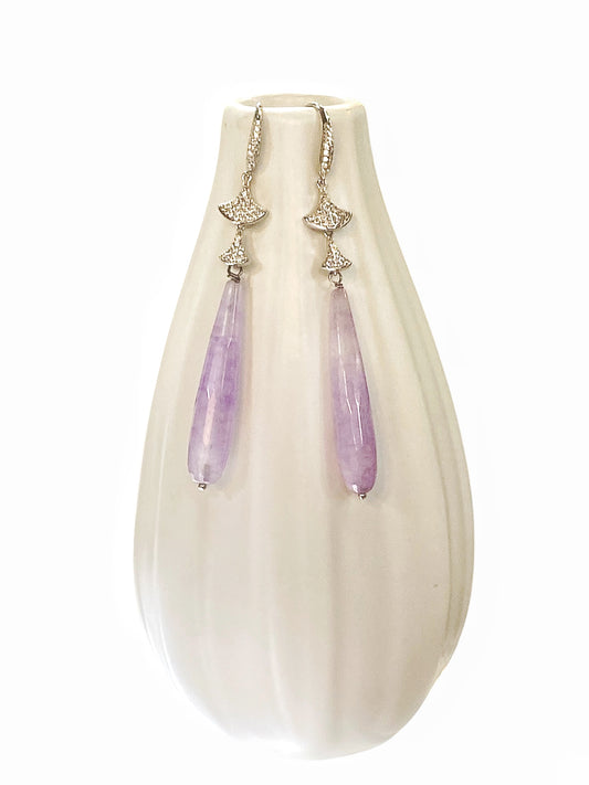 Amethyst and zirconia silver earrings