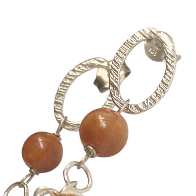 925 silver earrings, pearls and agate