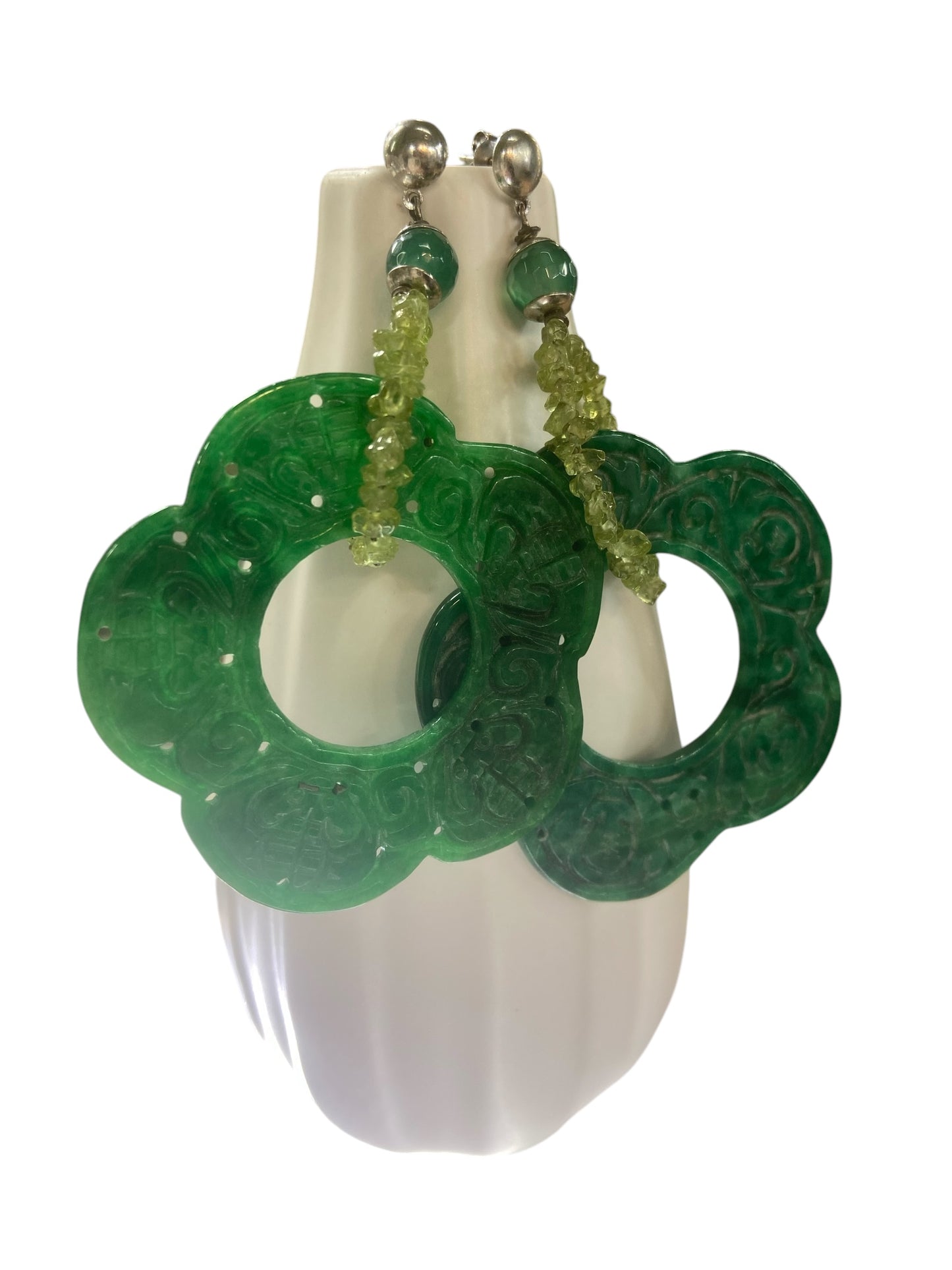 Jade and 925 silver earrings