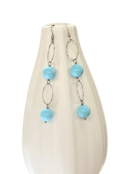 Silver and turquoise paste earrings