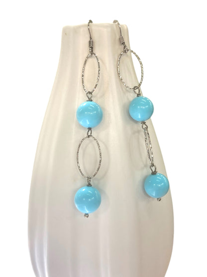 Silver and turquoise paste earrings