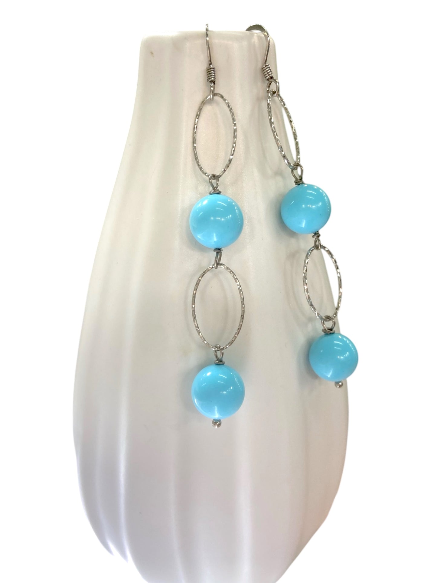 Silver and turquoise paste earrings