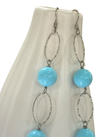 Silver and turquoise paste earrings