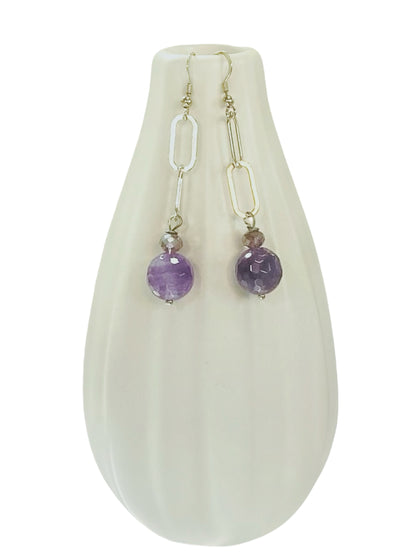 925 silver and faceted amethyst earrings