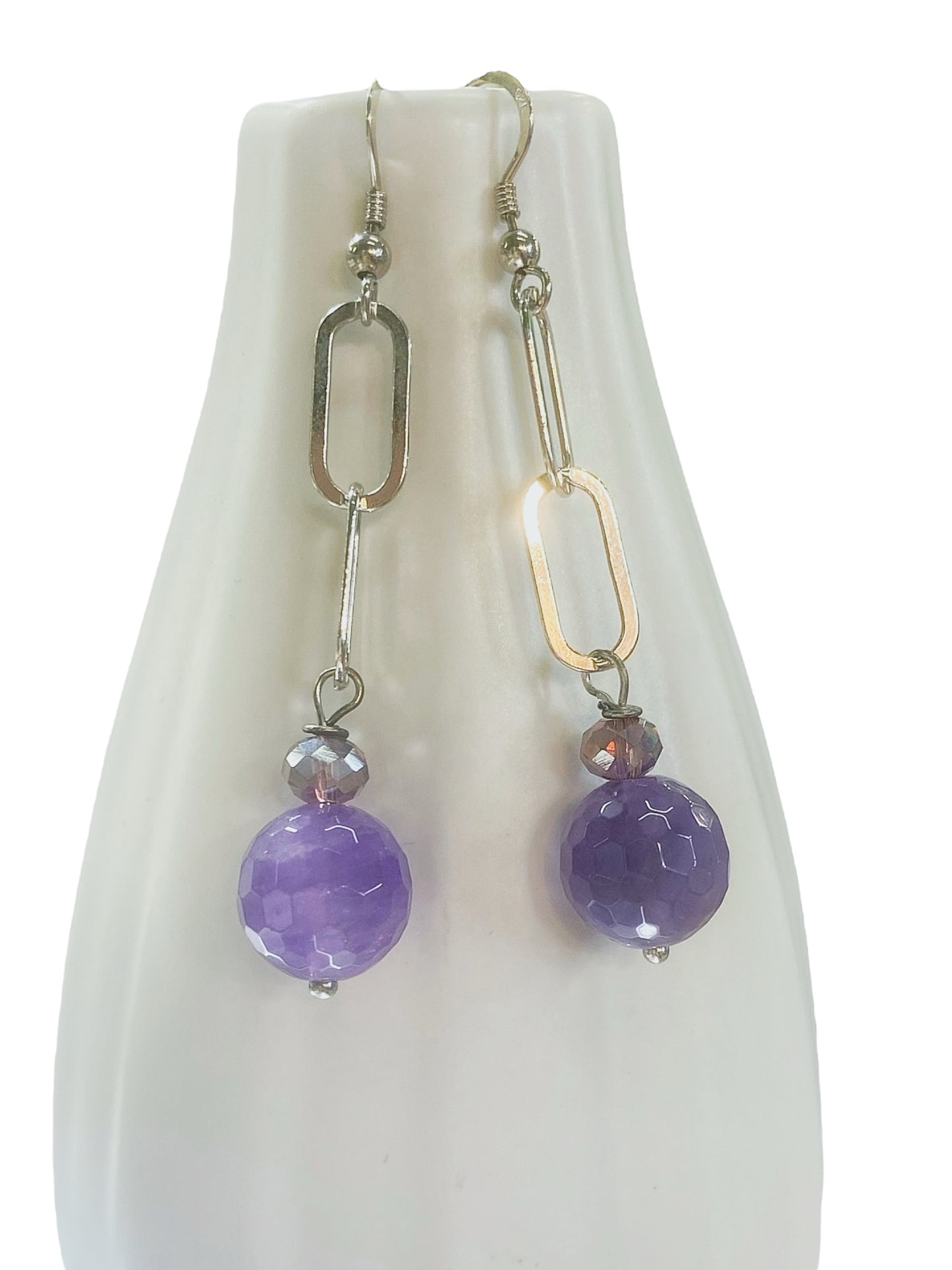 925 silver and faceted amethyst earrings