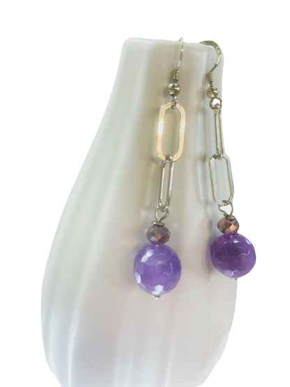 925 silver and faceted amethyst earrings