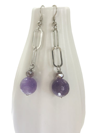 925 silver and faceted amethyst earrings