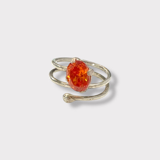 925 silver ring with orange stone