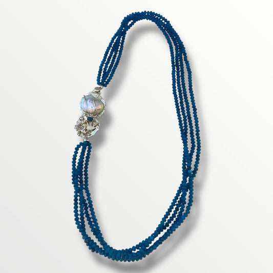 Collana multifilo agata blu e chiusura in argento 925